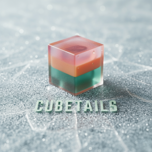 Cubetails Aperol Spritz cocktail cube macro on marble